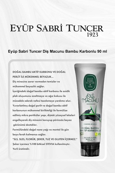 Eyüp Sabri Tuncer 90ml Bamboo Carbon Toothpaste - Buy 5 Pay 4 and Rosie Cotton