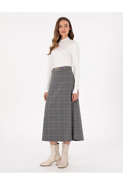 Pierre Cardin Gray A-Line Woven Skirt 50292639 -Vr024