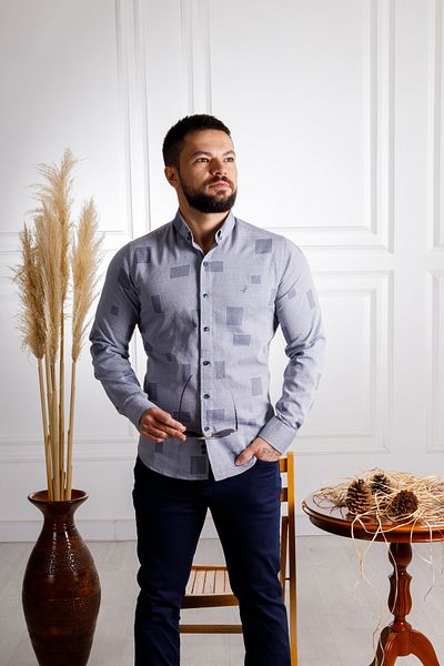 Sarar Επισκέψτε το πουκάμισο Carina 100% βαμβακερό λεπτή εφαρμογή Navy Blue
