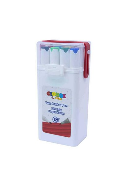Globox Double Ended Twin Marker Set - 12 Colors with Plastic Bag