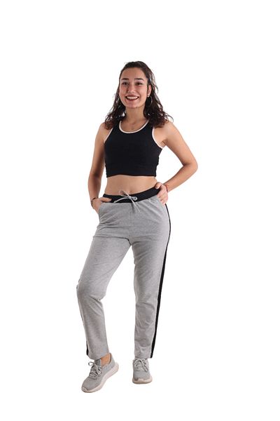 ASN concept Women's Gray High Waist Side Striped Sweatpants