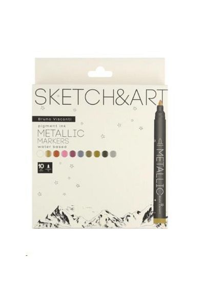 Bruno Visconti sketch & Art" 10-Piece Metallic Color Water-Based Markers