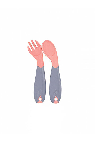 Babyjem BabyJem spoon and fork set with gray handle (Color: Pink)