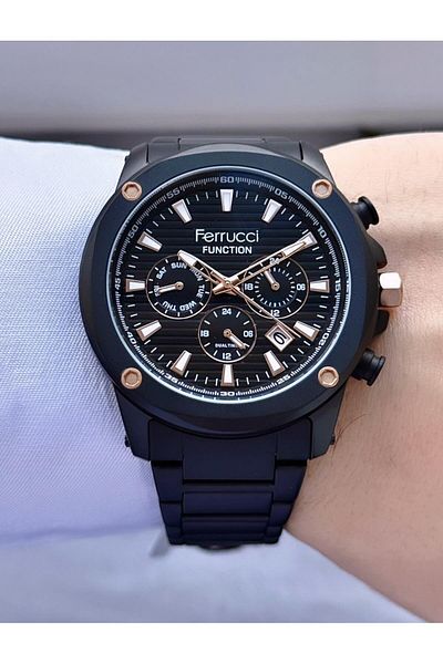 Ferrucci Men's Multifunctional Metal Band Wristwatch
