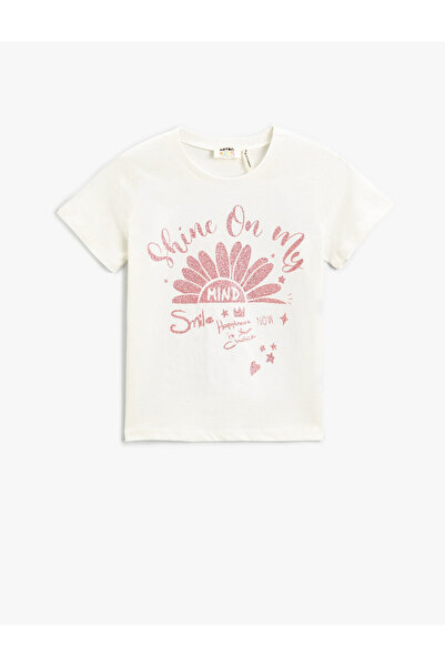 Koton Βαμβακερό κοντομάνικο μπλουζάκι με στάμπα σλόγκαν