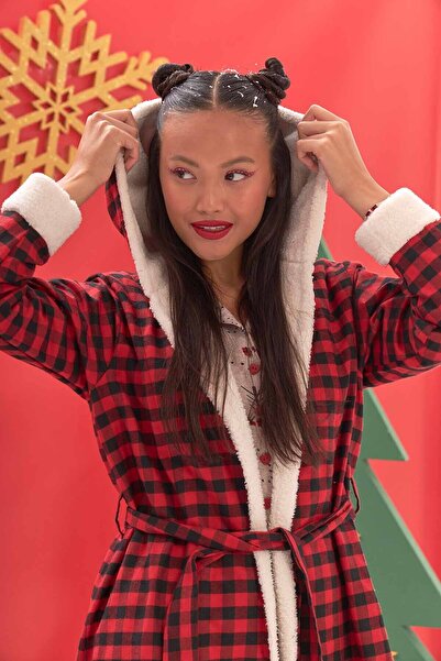 DREAM FASHION Red Potikare Single Dressing Gown