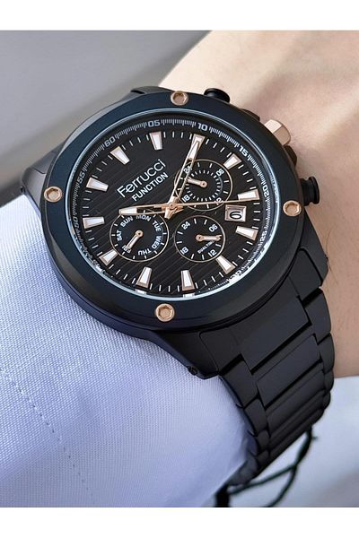 Ferrucci Men's Multifunctional Metal Band Wristwatch