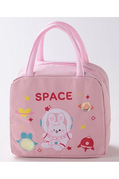 Fab N Funky Cute & Stylish Space Lunch Box Bag - Pink