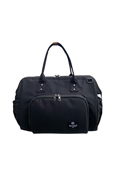 bb beautiful bag Omuz Askılı Anne Bebek Bakım Kol Çantası Siyah Fermuarlı