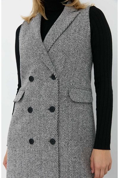 Fatma Atasoy Classic Herringbone Black-White Vest