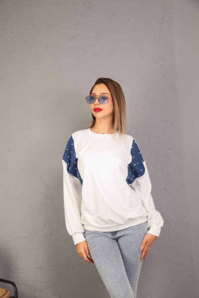 onlymoon KADIN GİYİM 2iplik kot detaylı sweatshirt