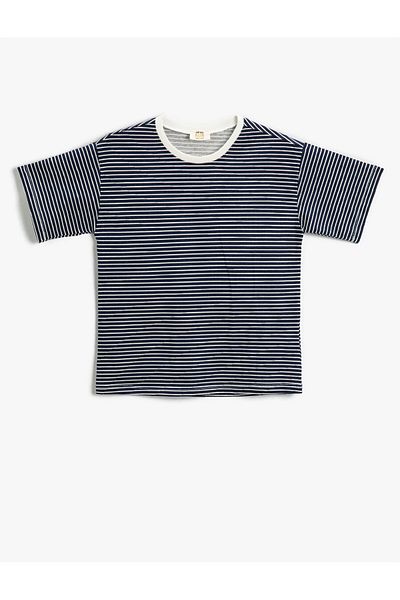 Koton Ριγέ κοντομάνικο T-Shirt Crew Neck Βαμβακερό