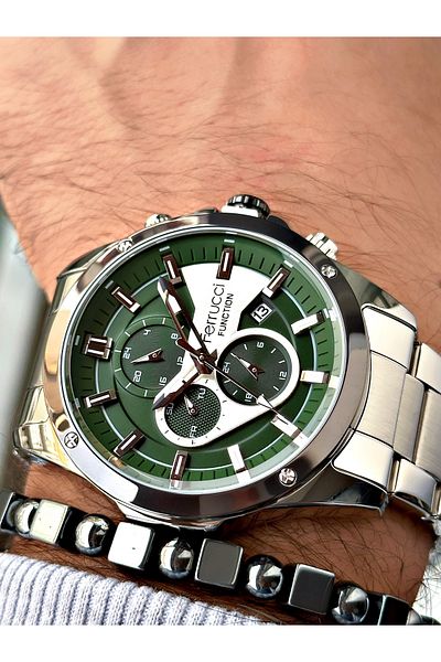 Ferrucci Silver Color Functions Active Men's Wrist Watch+Bracelet