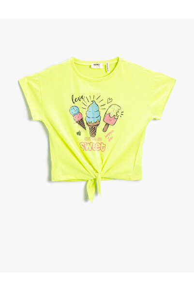 Koton Μπλουζάκι με κοντό μανίκι με εμπριμέ παγωτό στη μέση