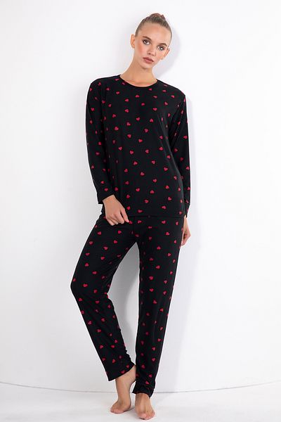 TAMPAP Dámská pyžamová souprava 214 semišový Crew Neck Heart