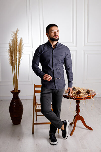 Sarar İnterview Sarar Carina %100 Pamuk Slim Fit Siyah Gömlek