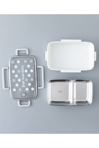 Fab N Funky Kids Insulated Rectangular Lunch Box - Grey
