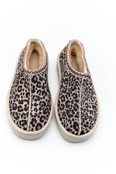 Shoebutik Cookie Bej Leopar Terlik