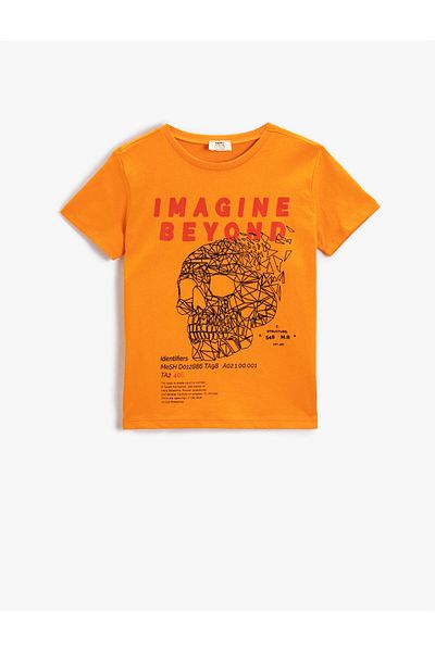 Koton Kurzarm-T-Shirt aus Baumwolle mit Totenkopf-Print