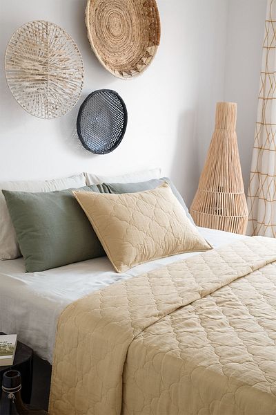 Barine Serenity Linen Quilted Bedspread Set Light Beige 240X260