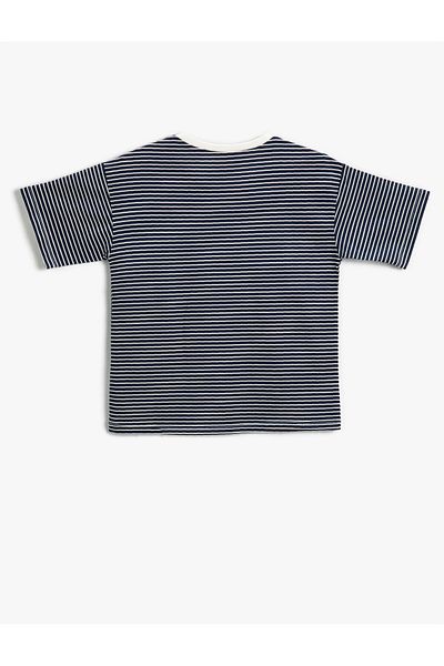 Koton Ριγέ κοντομάνικο T-Shirt Crew Neck Βαμβακερό