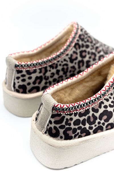 Shoebutik Cookie Bej Leopar Terlik