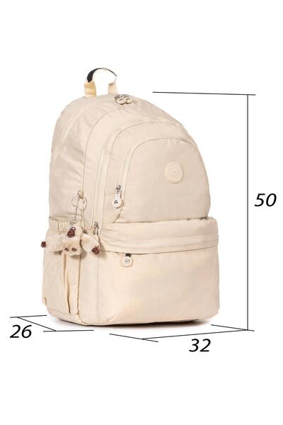 Necati Çanta Σακίδιο πλάτης πολλαπλών διαμερισμάτων από ύφασμα Crinkle με φιγούρα αρκουδάκι