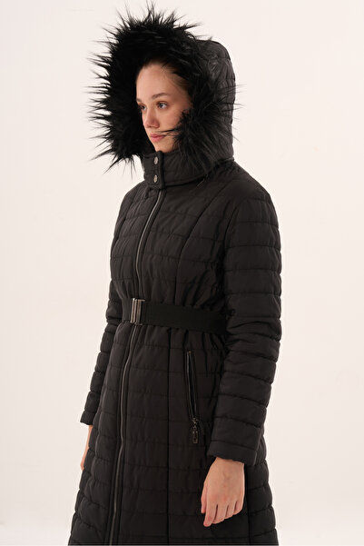 Veger beli kemerli uzun kapitone kaban