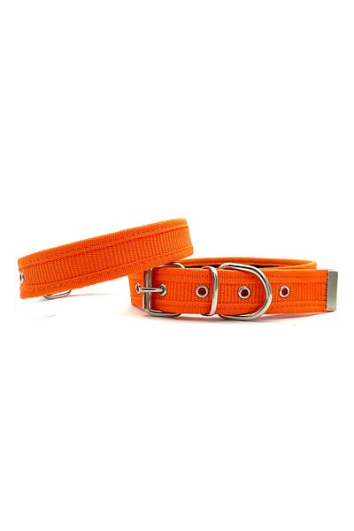 Tasma Market Orange Soft Textured Dog Collar - Column and Neck Collar