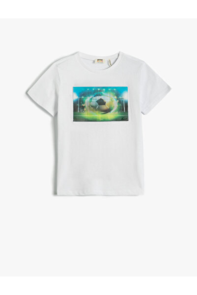 Koton Βαμβακερό μπλουζάκι με κοντομάνικο ολόγραμμα ποδοσφαίρου