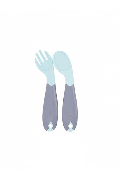 Babyjem BabyJem spoon and fork set with gray handle (Color: Pink)