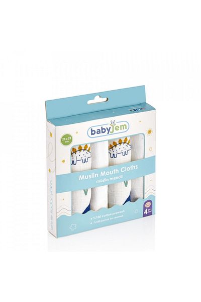 Babyjem Set 4 prosopele din muselina 25x29 cm BabyJem (Model: Inele colorate)