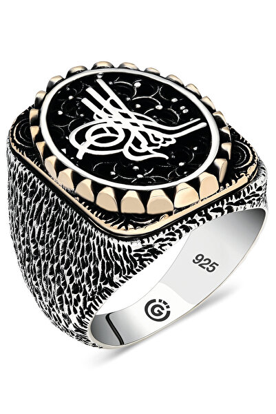 OTTOTESBİH Osmanlı Tuğralı Erkek Yüzük Erkek Gümüş Yüzük