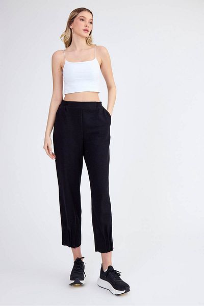 Vitrin Elastic Waist Pleated Knitwear Trousers