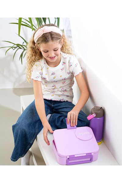 Fab N Funky صندوق غداء بونفينو ABS Shell Bento مع وعاء طعام، 4 أقسام، 1.67 لتر، 3 سنوات فما فوق - وردي