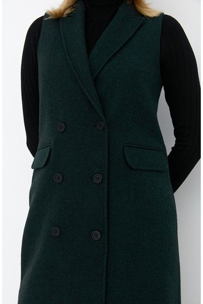 Fatma Atasoy Classic Herringbone Emerald Vest