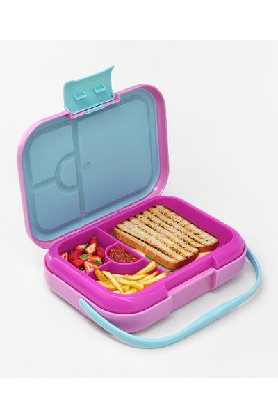Fab N Funky Bonfino ABS Bento Lunch Box, Microwave Safe, Dishwasher Safe, 765mL, 3 Years+ - Pink