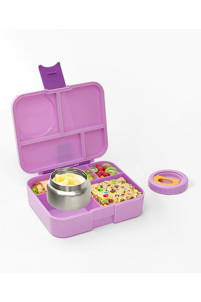 Fab N Funky صندوق غداء بونفينو ABS Shell Bento مع وعاء طعام، 4 أقسام، 1.67 لتر، 3 سنوات فما فوق - أرجواني