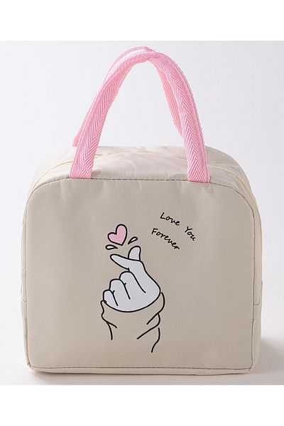 Fab N Funky Classic & Stylish Lunch Box Bag - Beige