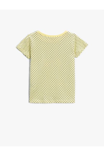 Koton Polka Dot Flamingo Printed Short Sleeve T-Shirt