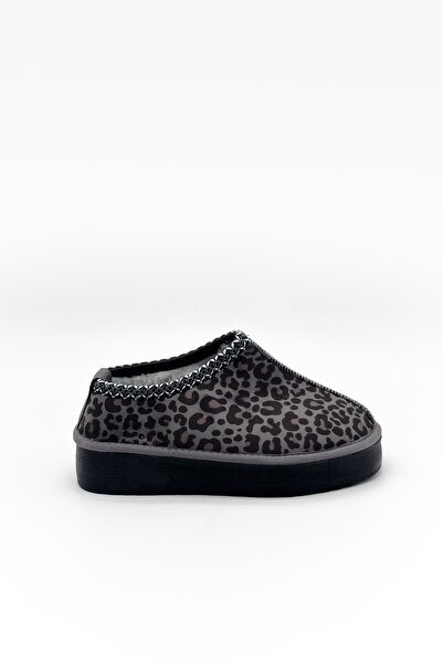 Shoebutik Cookie Gri Leopar Terlik