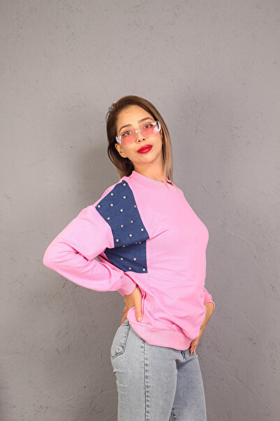 onlymoon ΓΥΝΑΙΚΕΙΑ ΕΝΔΥΣΗ Φούτερ με λεπτομέρεια τζιν 2 κλωστών