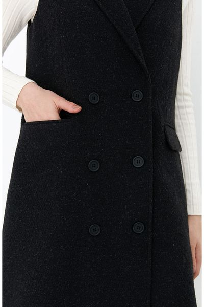 Fatma Atasoy Classic Herringbone Black Vest