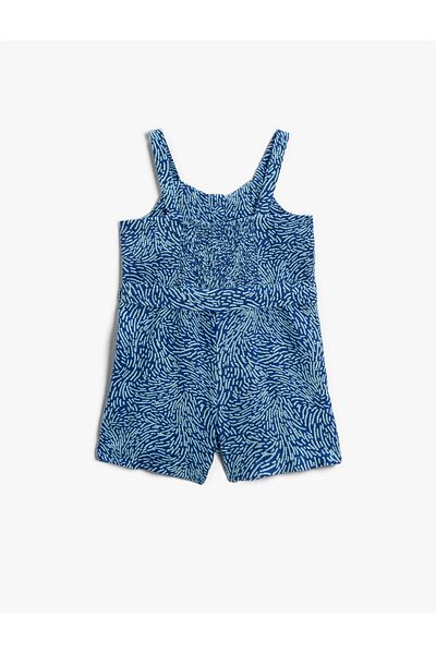 Koton Leinen-Shorts-Overall, Mini-Träger, Gürtel, detailliert
