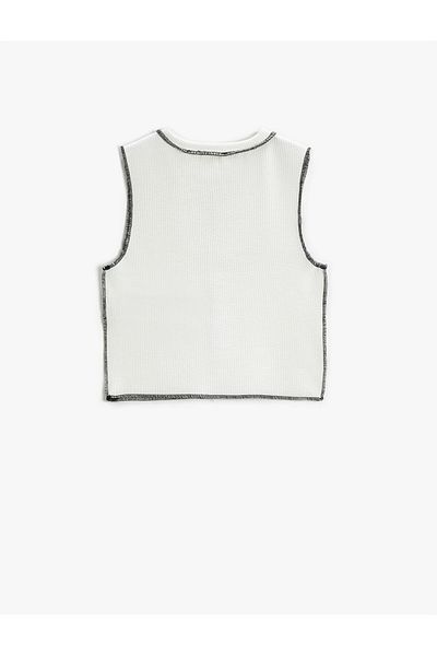 Koton Athlete Crop kerek nyakú bordás varrás részlet