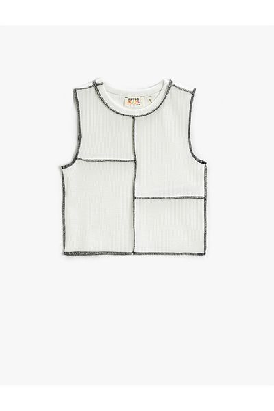 Koton Athlete Crop kerek nyakú bordás varrás részlet