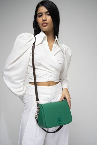 Valentino Orlandi Монограма Зелена/кавова Жіноча сумка через плече Vlt051