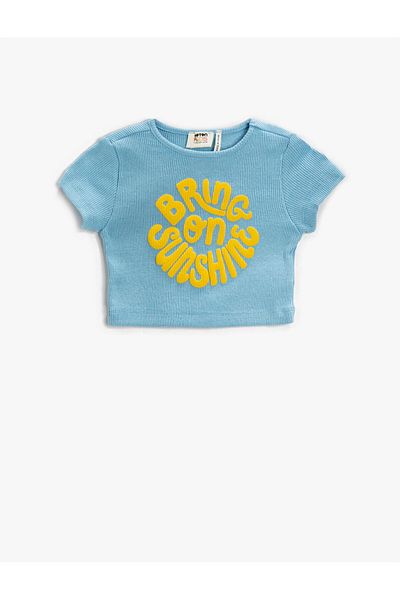 Koton Crop T-Shirt με στάμπα κοντομάνικο λαιμόκοψη