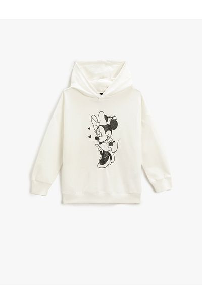Koton Minnie Mouse Printed Hooded Sweatshirt Licensed Cotton