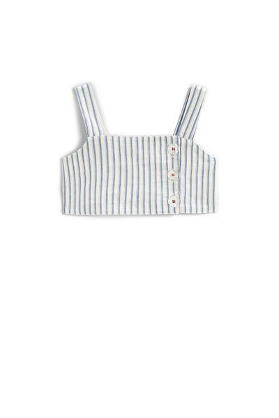 Koton Ριγέ Crop Top με λεπτομέρεια με κουμπί και τιράντες